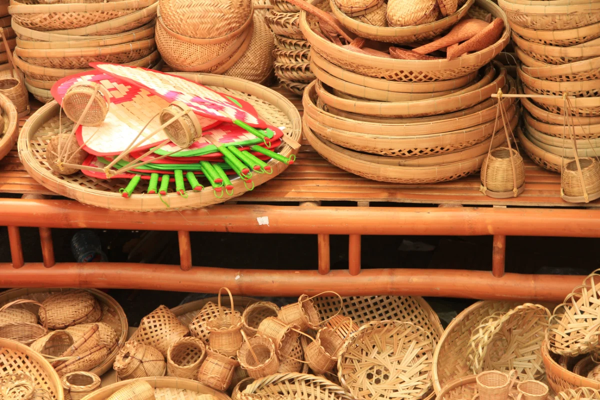Different daily life use bamboo crafts